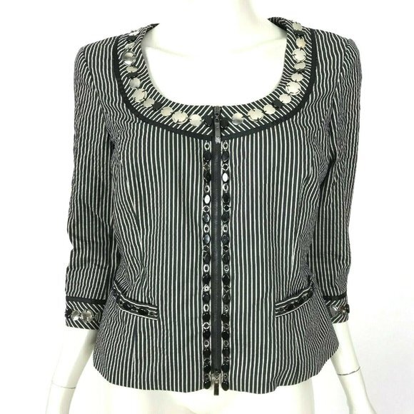 Worth Black Striped‎ Embellished Blazer Jacket NWOT - Picture 1 of 8